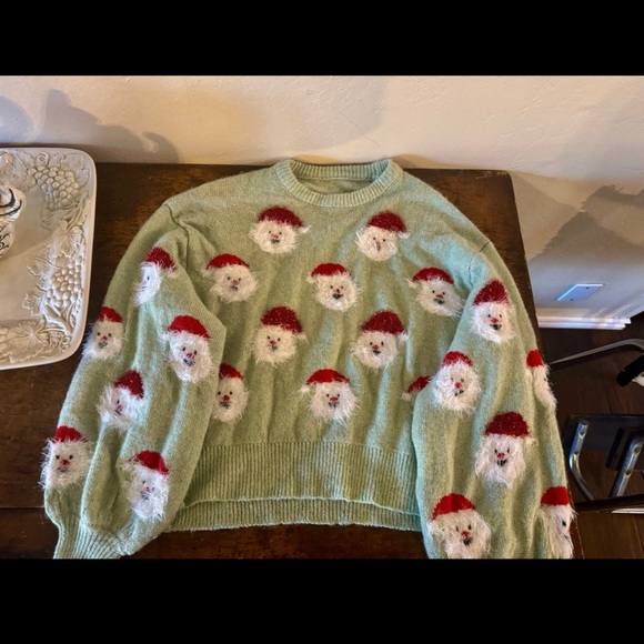 Soft Knit Fuzzy Santa Christmas Sweater - Picture 1 of 4